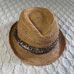 Phase 3 Hat Stylish Tan Fedora with Sequin Band